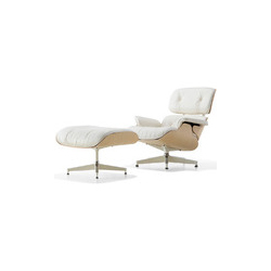 白色伊姆斯休闲躺椅含脚踏 伊姆斯夫妇  Charles & Ray Eames 伊姆斯夫妇